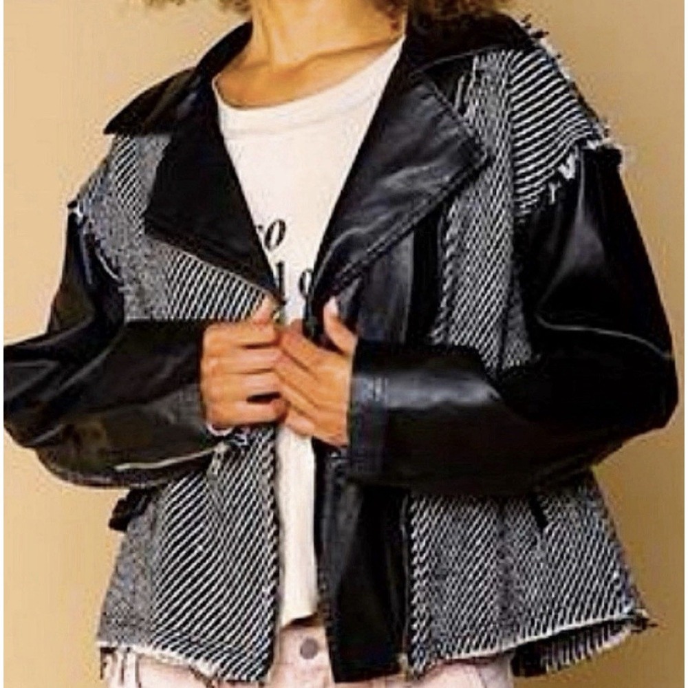 POL Women's Black & White Tweed Jacket Size Medium NEW